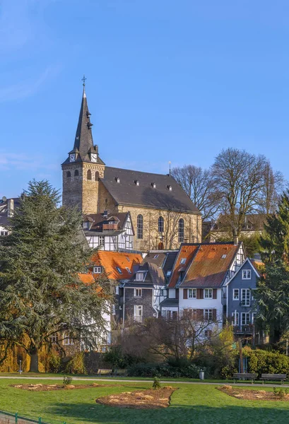 Vista Iglesia Del Mercado Desde Río Ruhr Kettwig Alemania —  Fotos de Stock