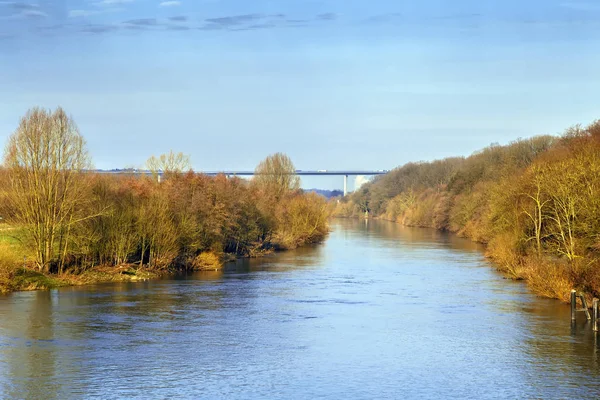 Vista Rio Ruhr Cidade Kettwig Inverno Alemanha — Fotografia de Stock