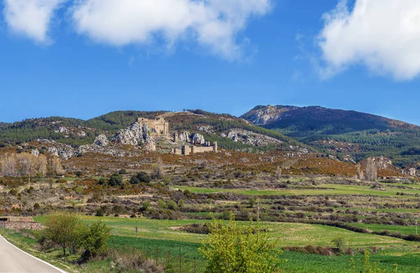 Vue Château Loarre Depuis Pied Colline Aragon Espagne — Photo
