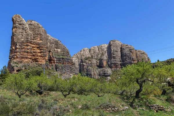 西班牙阿拉贡Aguero附近Mallos山的岩石 — 图库照片