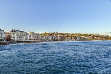 Bay of Biskay, İspanya'dan San Sebastian panoramik manzaralı