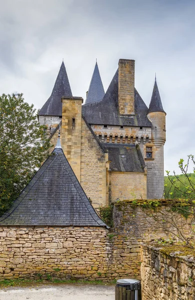 Chateau Clerans Krásné Břidlicovou Střechou Věží Dekorativní Kamenické Práce Saint — Stock fotografie