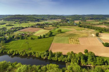 Görünüm Vadisi Dordogne Nehri Domme rock, Fransa