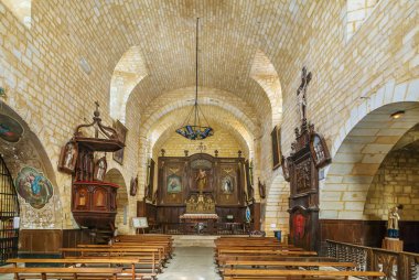 Kilise Notre-Dame de l'Assomption Domme, Aquitaine, Fransa. Interio