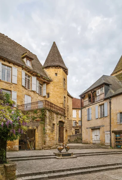 Čtverec Slavná Husa Socha Sarlat Caneda Dordogne Francie — Stock fotografie