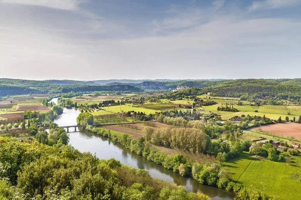 Blick Auf Das Tal Des Flusses Dordogne Vom Domme Rock — Stockfoto