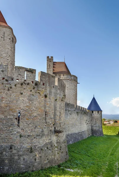 Cite Carcassonne Medieval Citadel Located French City Carcassonne Towers Wall — Stockfoto