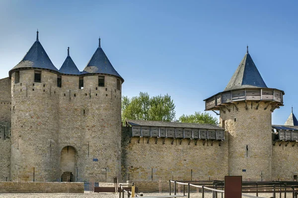 Cite Carcassonne Medieval Citadel Located French City Carcassonne Comtal Castle — Stock Photo, Image