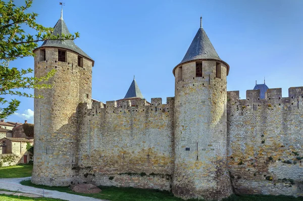 Cite Carcassonne Medieval Citadel Located French City Carcassonne Towers Wall — Stock Photo, Image