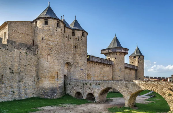 Cite Carcassonne Medieval Citadel Located French City Carcassonne Comtal Castle — Stock Photo, Image