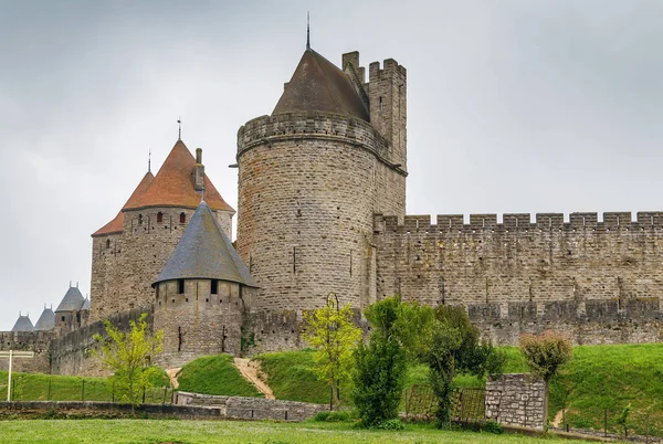 Cite Dat Carcassonne Een Middeleeuwse Citadel Gelegen Franse Stad Carcassonne — Stockfoto