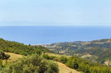 Kassandra yarımadasında llandscape, Chalkidiki, Yunanistan