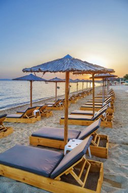 Sazdan şemsiyeler, Chalkidiki, Yunanistan