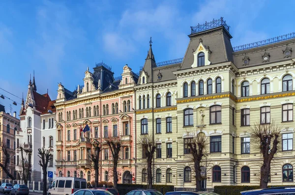 Belas Casas Rua Elizabetes Riga Letónia — Fotografia de Stock