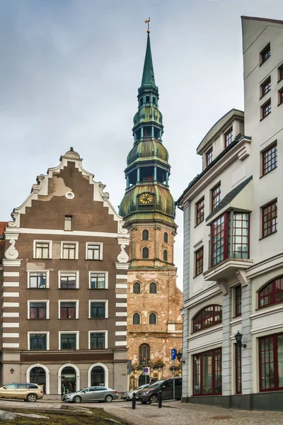 Igreja São Pedro Uma Igreja Luterana Riga Capital Letônia — Fotografia de Stock