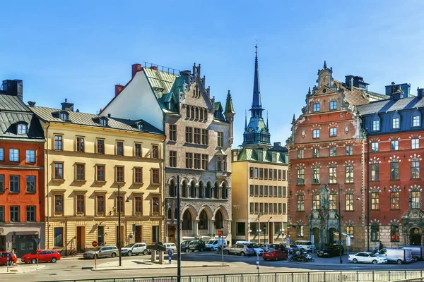 瑞典斯德哥尔摩市中心的老城区甘姆拉斯坦的一个广场 — 图库照片
