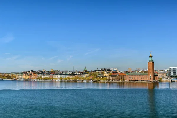 Vista Del Terraplén Del Ayuntamiento Estocolmo Desde Isla Sodermalm Suecia — Foto de Stock