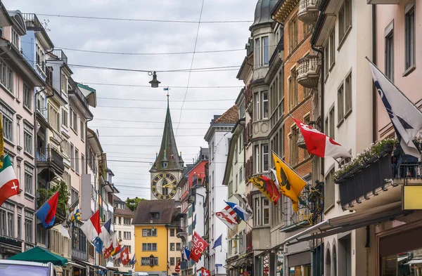 Calle Con Casas Históricas Centro Zurich Suiza — Foto de Stock