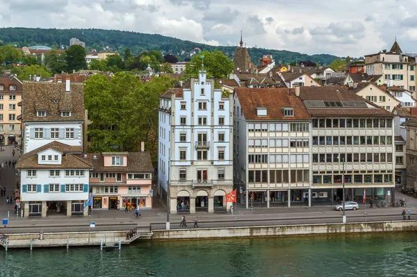 Wał Rzeki Limmat Centrum Zurychu Szwajcaria — Zdjęcie stockowe