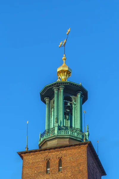 Stockholm Belediyesi Sveç Stockholm Şehrinde Bulunan Belediye Meclisi Taçlı Kule — Stok fotoğraf