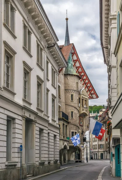 Gata Med Historiska Hus Lucernes Centrum Schweiz — Stockfoto