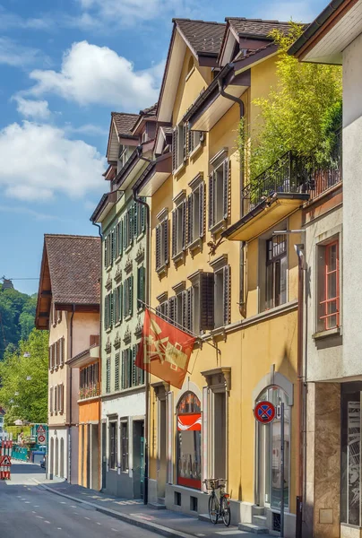 Calle Con Casas Históricas Centro Lucerna Suiza — Foto de Stock