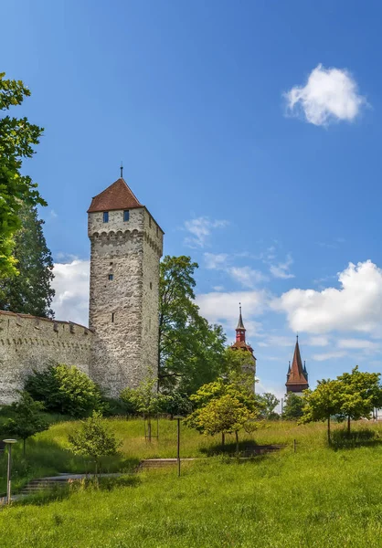 Musegg Wall Slavné Městské Hradby Devíti Věžemi Tvoří Součást Historických — Stock fotografie