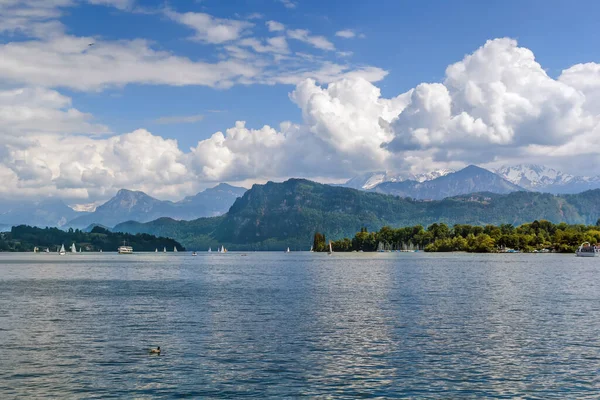 Landskap Med Sjön Lucerne Och Alperna Schweiz — Stockfoto