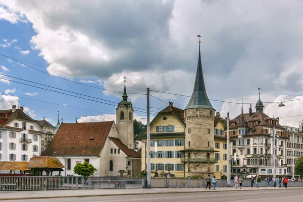 Blick Auf Luzern Mit Peter Kapelle Schweiz — Stockfoto