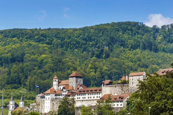 Aarburg Slott Ligger Högt Ovanför Aarburg Stad Brant Stenig Sluttning — Stockfoto