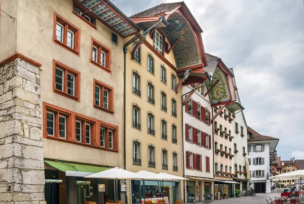 Street with historical houses in Aarau old town, Switzerland