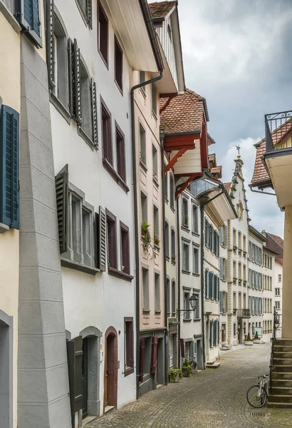 Rue Avec Maisons Historiques Aarau Vieille Ville Suisse — Photo