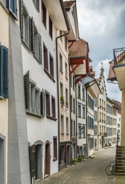 Street with historical houses in Aarau old town, Switzerland