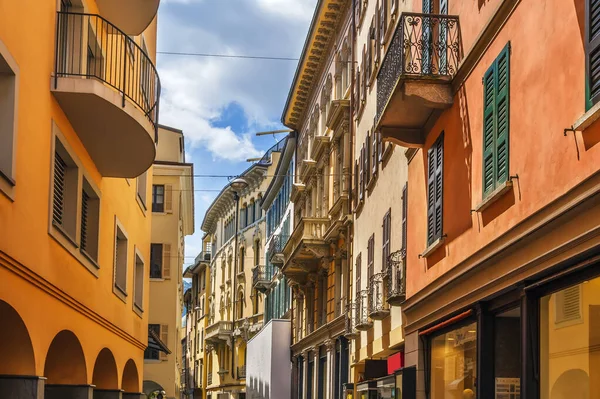 Rua Com Casas Históricas Centro Lugano Suíça — Fotografia de Stock