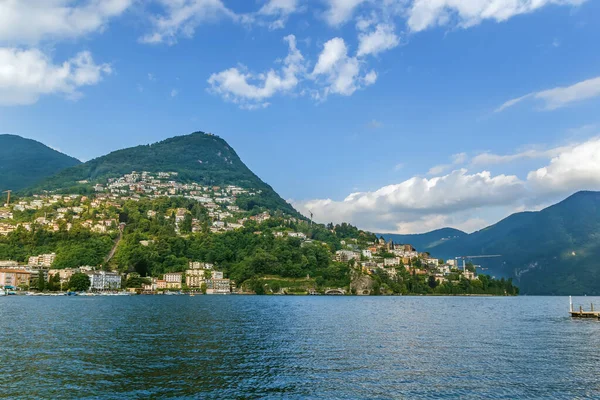 Vue Sur Lac Lugano Les Montagnes Environnantes Suisse — Photo
