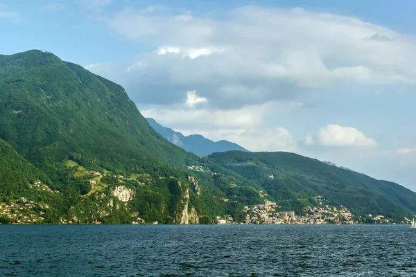 Vue Sur Lac Lugano Les Montagnes Environnantes Suisse — Photo