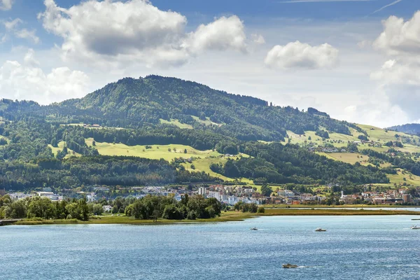 Vista Lago Zurique Montanhas Circundantes Suíça — Fotografia de Stock