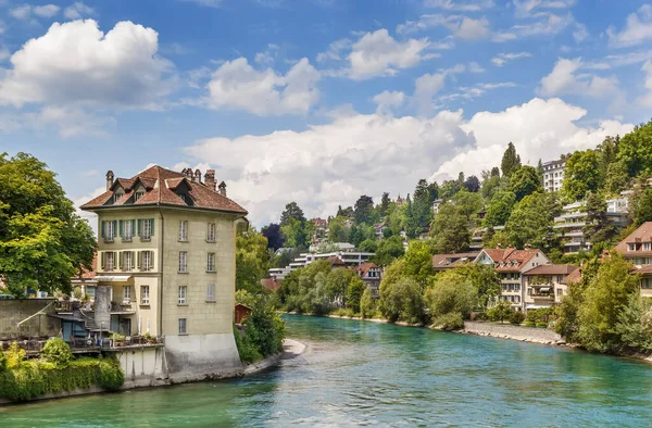 Widok Rzekę Aare Bernie Stare Miasto Szwajcaria — Zdjęcie stockowe