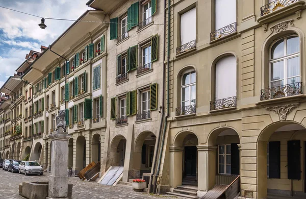 Calle Con Casas Históricas Berna Centro Suiza — Foto de Stock