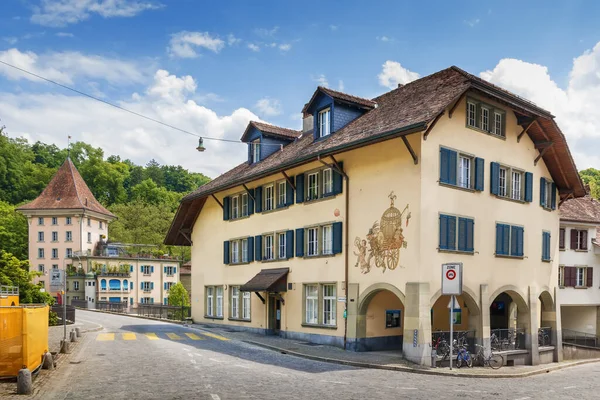 Jalan Dengan Rumah Bersejarah Bern Pusat Kota Swiss — Stok Foto