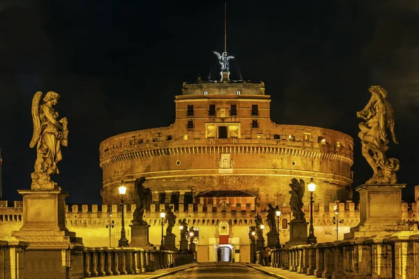 View Angel Sculpture Ponte Sant Angelo Castle Holy Angel Rome — Stock Photo, Image