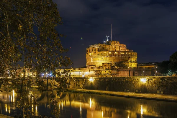 View Castle Holy Angel Tiber River Rome Evening — Stock Photo, Image