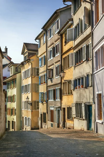 Straat Met Historische Huizen Zürich Centrum Zwitserland — Stockfoto