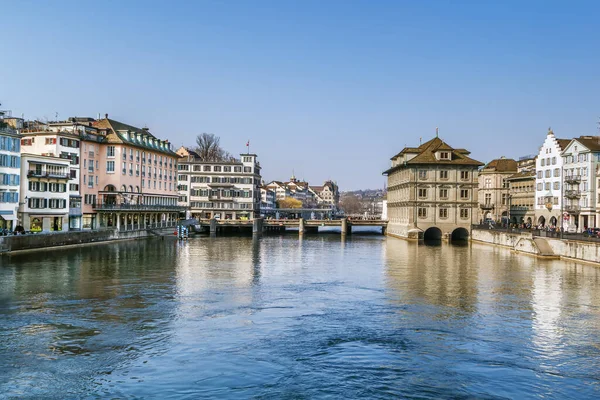 Vue Rivière Limmat Dans Vieille Ville Zurich Suisse — Photo