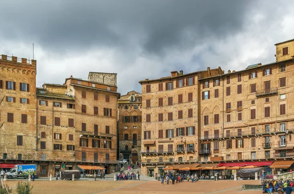 Piazza Del Campo Nyilvános Tér Történelmi Központjában Siena Toszkána Olaszország — Stock Fotó