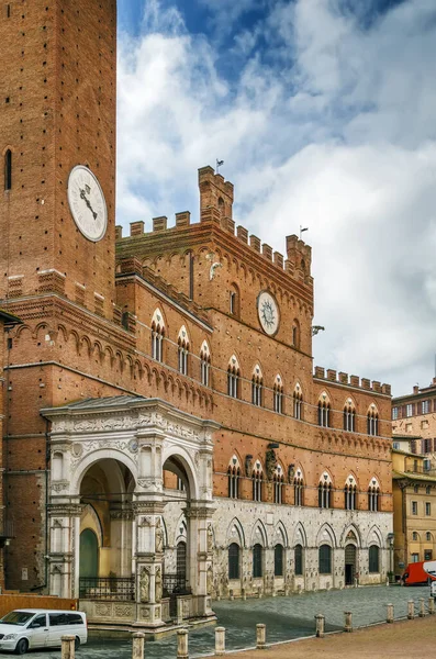 Palazzo Pubblico Câmara Municipal Palácio Siena Construção Foi Iniciada 1297 — Fotografia de Stock