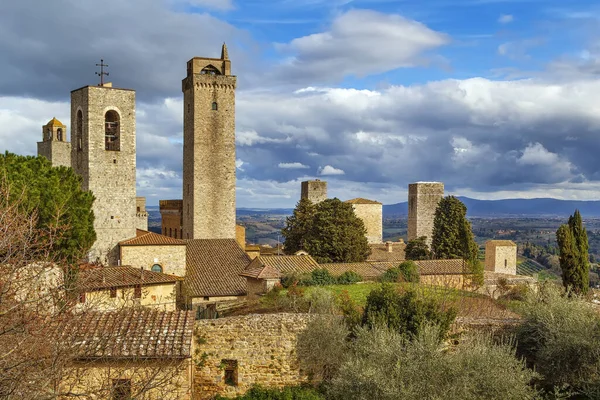 Vista San Gimignano Con Torres Italia — Foto de Stock