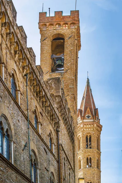 Kloktoren Van Badia Fiorentina Palazzo Bargello Florence Italië — Stockfoto