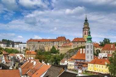 Şato ve Çek Cumhuriyeti ile Cesky Krumlov 'un görüntüsü
