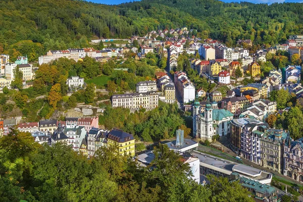 Utsikt Över Karlovy Vary Centrum Från Kulle Tjeckien — Stockfoto